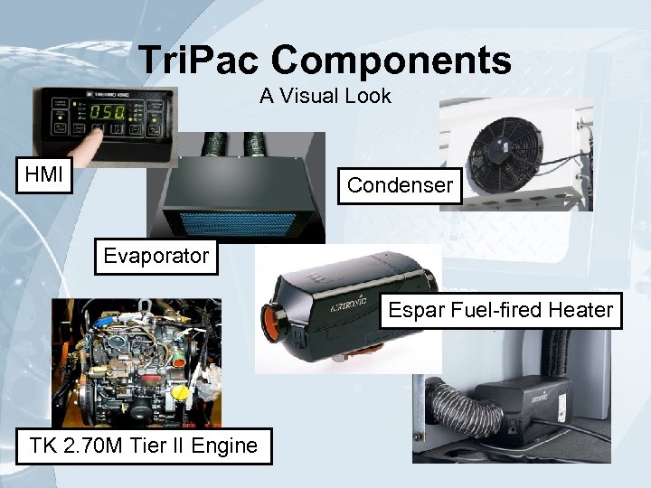 Tri. Pac Components A Visual Look HMI Condenser Evaporator Espar Fuel-fired Heater TK 2.
