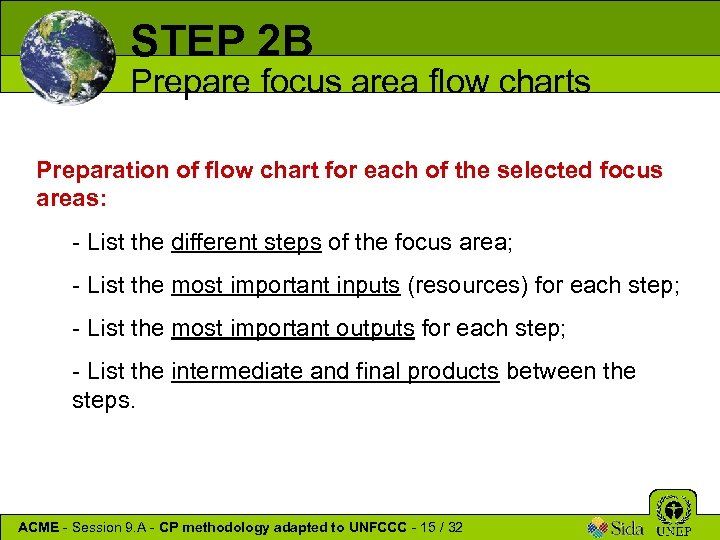 STEP 2 B Prepare focus area flow charts Preparation of flow chart for each