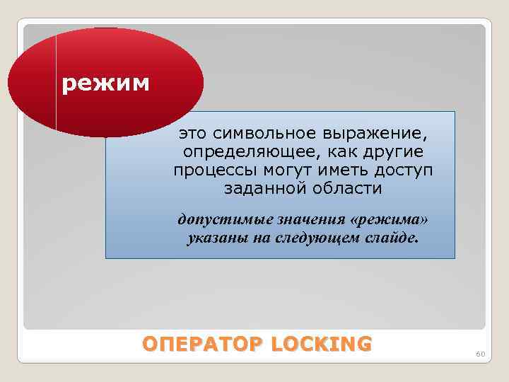 режим это символьное выражение, определяющее, как другие процессы могут иметь доступ заданной области допустимые