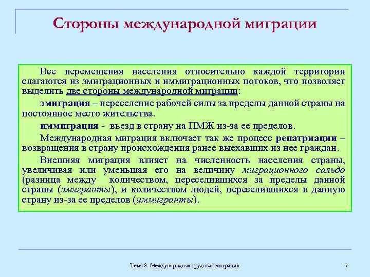 Международная трудовая миграция это. Источники миграционного права. . Классификация источников международного миграционного права. Основные понятия миграционного права. Особенности миграционного движения населения России.