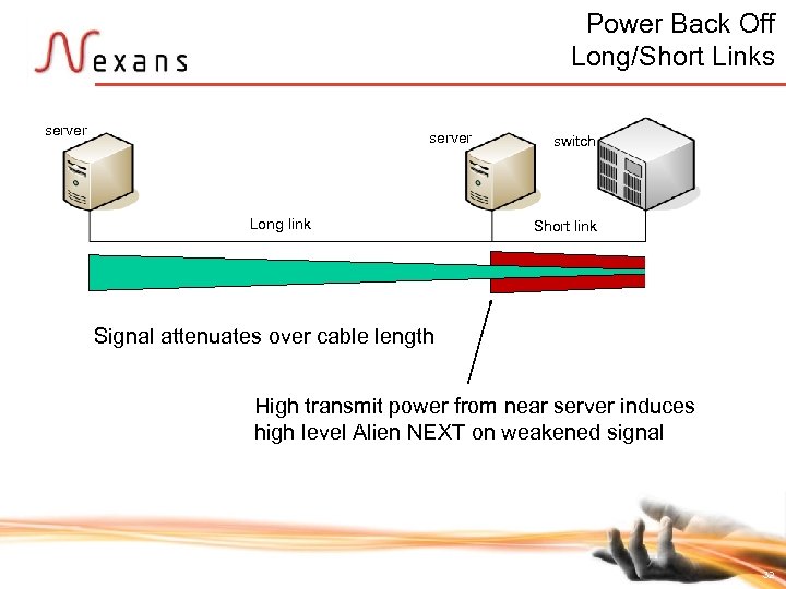 Power Back Off Long/Short Links server Long link switch Short link Signal attenuates over