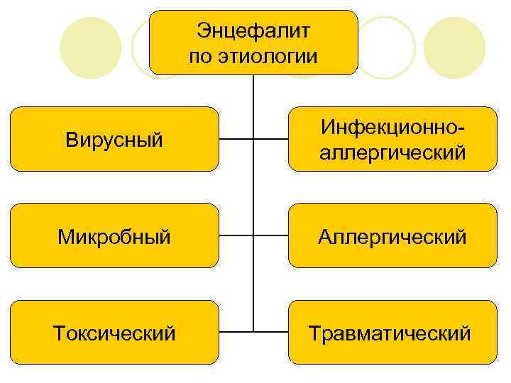 Энцефалит по этиологии Вирусный Инфекционноаллергический Микробный Аллергический Токсический Травматический 