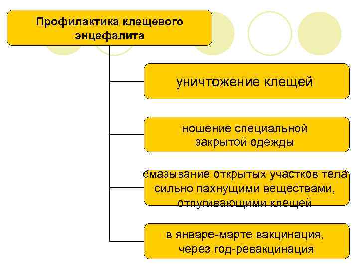 Профилактика клещевого энцефалита уничтожение клещей ношение специальной закрытой одежды смазывание открытых участков тела сильно