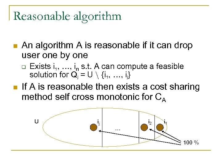 Reasonable algorithm n An algorithm A is reasonable if it can drop user one