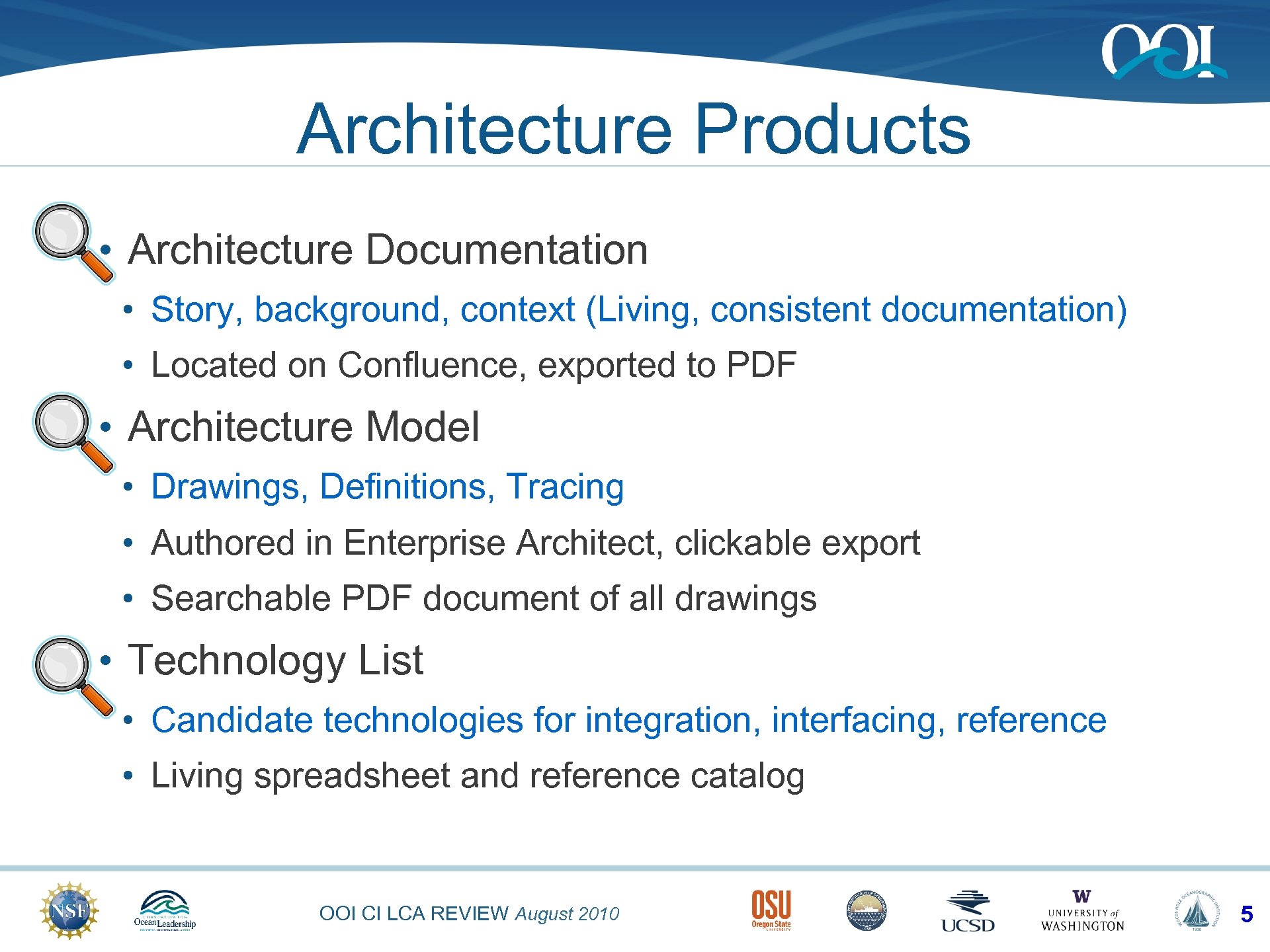 Architecture Products • Architecture Documentation • Story, background, context (Living, consistent documentation) • Located