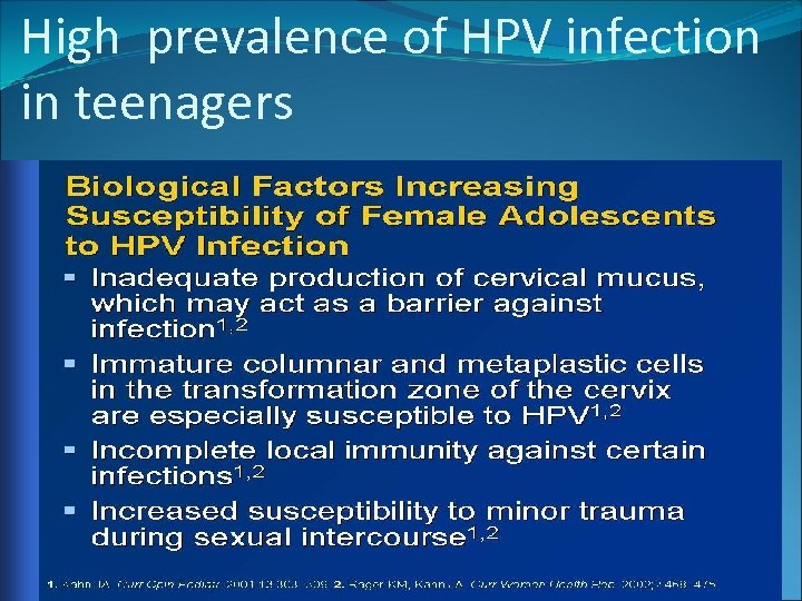 High prevalence of HPV infection in teenagers 