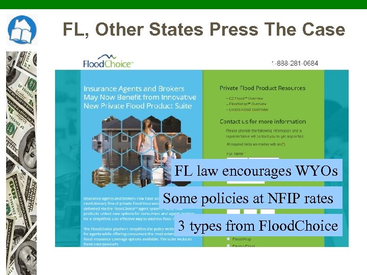 FL, Other States Press The Case FL law encourages WYOs Some policies at NFIP