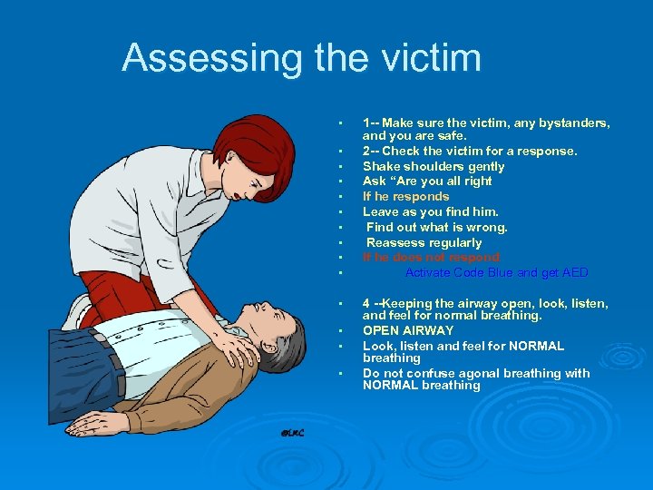 Assessing the victim • • • • 1 -- Make sure the victim, any