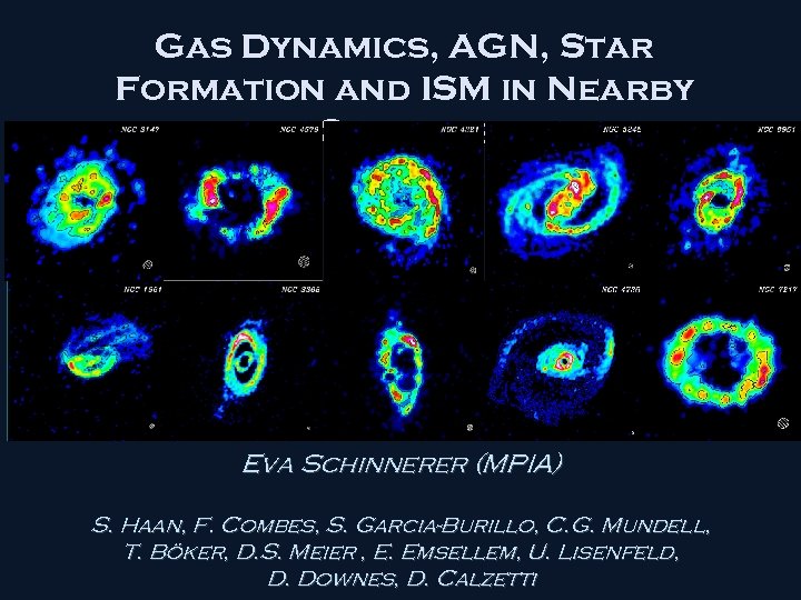 Gas Dynamics, AGN, Star Formation and ISM in Nearby Galaxies Eva Schinnerer (MPIA) S.