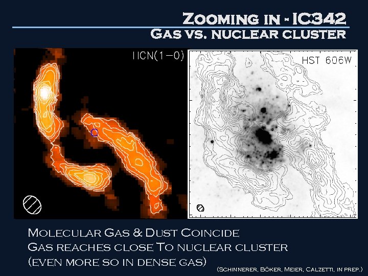 Zooming in - IC 342 Gas vs. nuclear cluster 16 pc Molecular Gas &