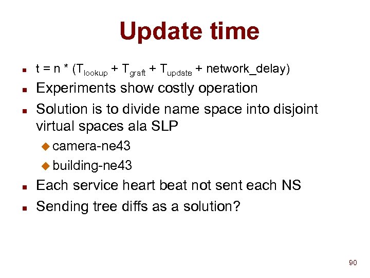 Update time n n n t = n * (Tlookup + Tgraft + Tupdate