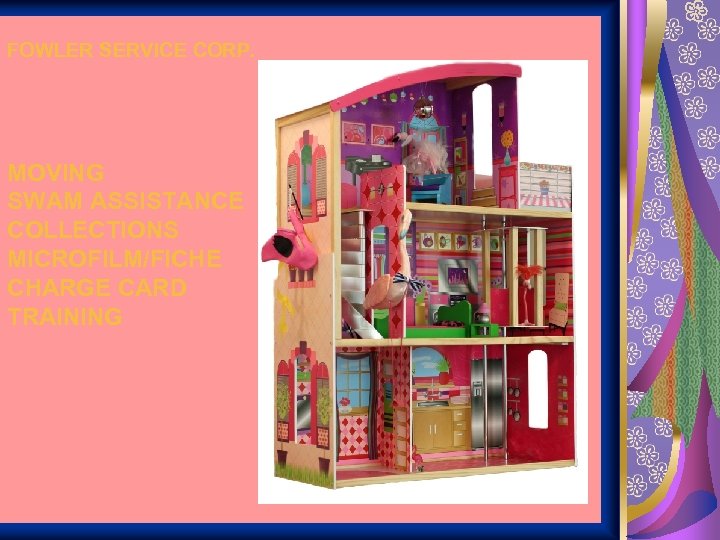 FOWLER SERVICE CORP. MOVING SWAM ASSISTANCE COLLECTIONS MICROFILM/FICHE CHARGE CARD TRAINING 