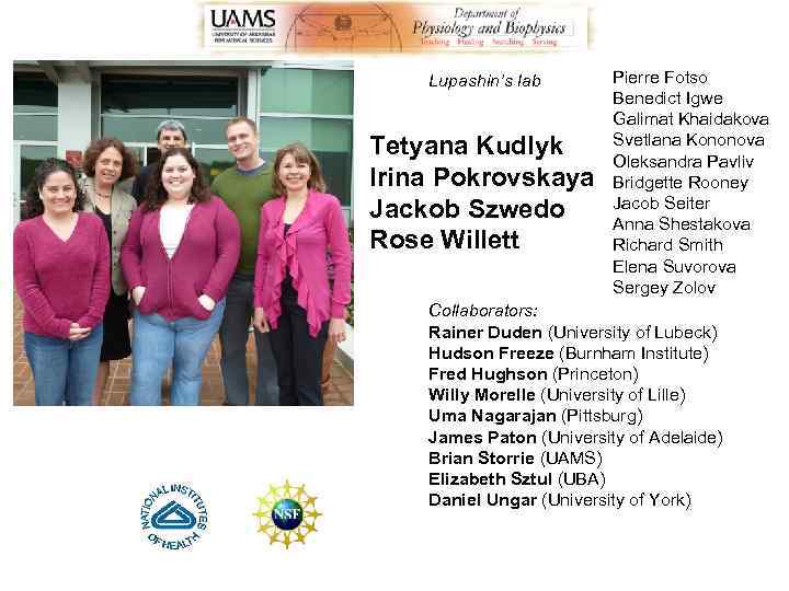 Lupashin’s lab Tetyana Kudlyk Irina Pokrovskaya Jackob Szwedo Rose Willett Pierre Fotso Benedict Igwe