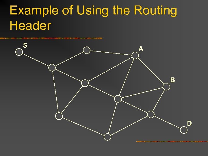 Example of Using the Routing Header S A B D 