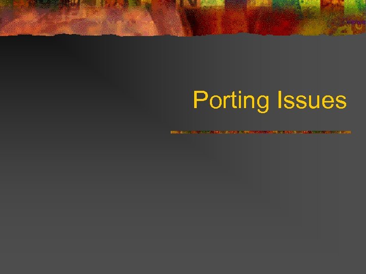 Porting Issues 