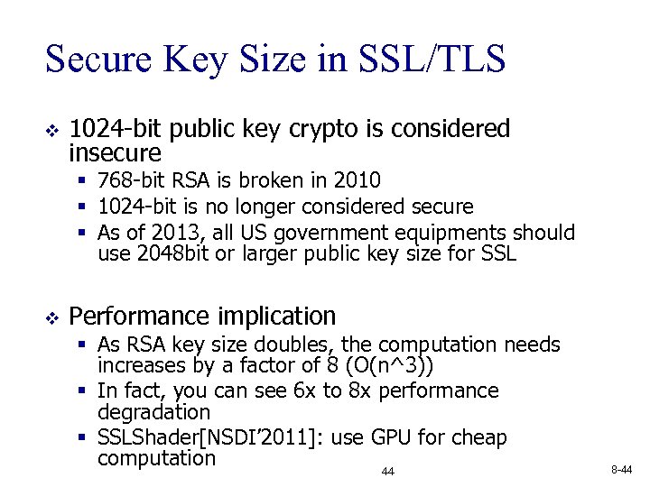 Secure Key Size in SSL/TLS v 1024 -bit public key crypto is considered insecure