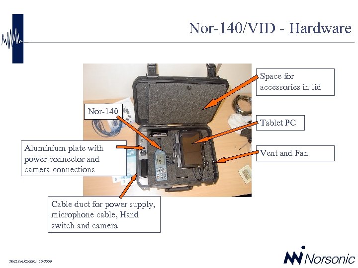Nor-140/VID - Hardware Space for accessories in lid Nor-140 Tablet PC Aluminium plate with