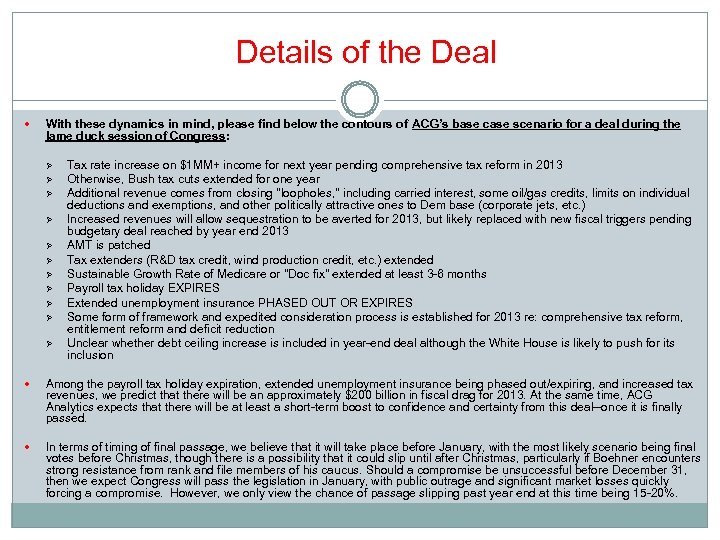 Details of the Deal With these dynamics in mind, please find below the contours