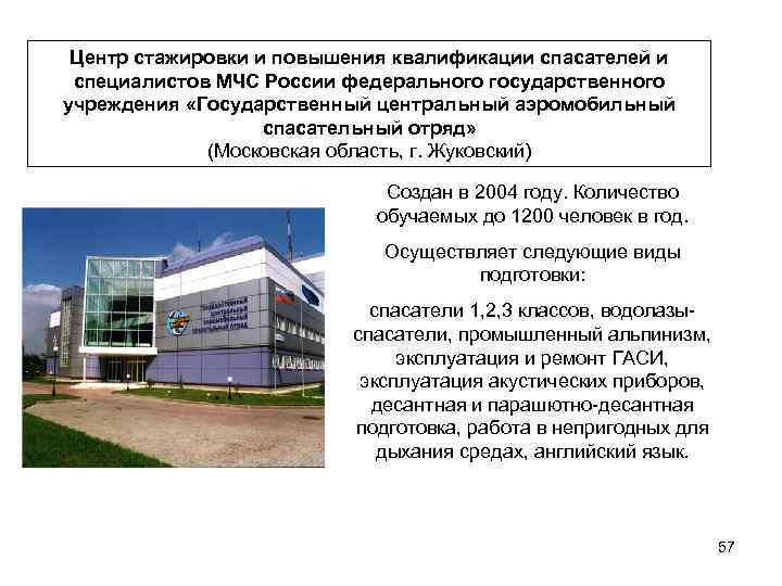 Центр стажировки и повышения квалификации спасателей и специалистов МЧС России федерального государственного учреждения «Государственный