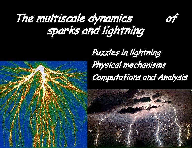 The multiscale dynamics sparks and lightning of Puzzles in lightning Physical mechanisms Computations and