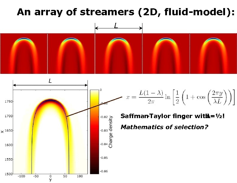 An array of streamers (2 D, fluid-model): L Saffman -Taylor finger with λ=½! Mathematics