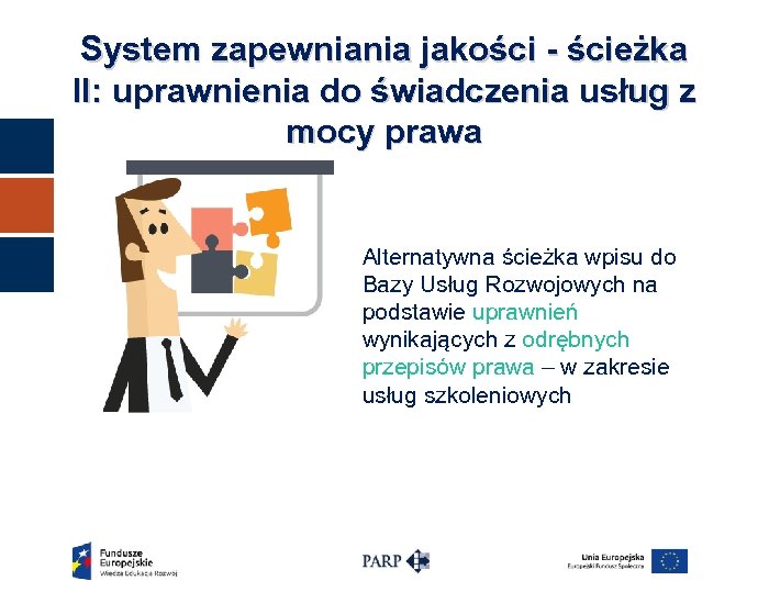 System zapewniania jakości - ścieżka II: uprawnienia do świadczenia usług z mocy prawa Alternatywna