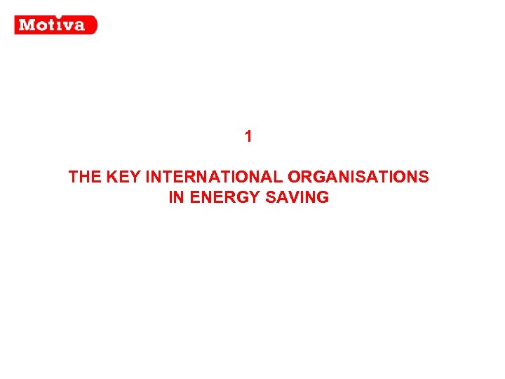 1 THE KEY INTERNATIONAL ORGANISATIONS IN ENERGY SAVING 