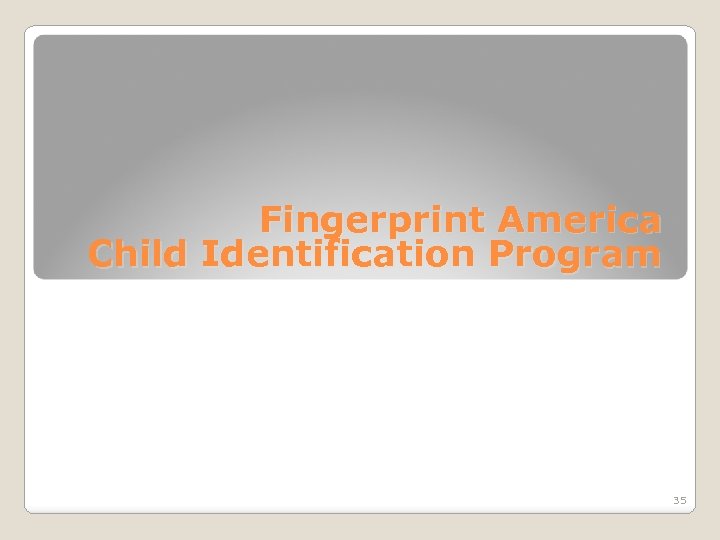 Fingerprint America Child Identification Program 35 