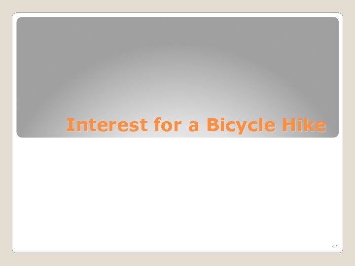 Interest for a Bicycle Hike 41 