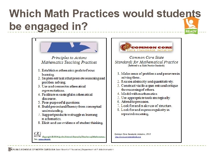 Which Math Practices would students be engaged in? 