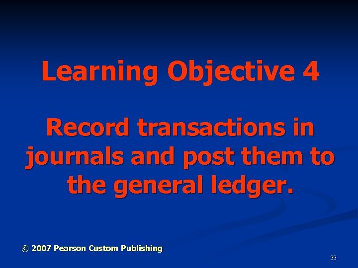 Learning Objective 4 Record transactions in journals and post them to the general ledger.