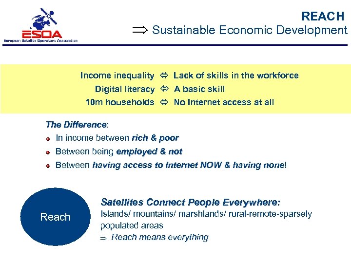 REACH Sustainable Economic Development Income inequality Lack of skills in the workforce Digital literacy