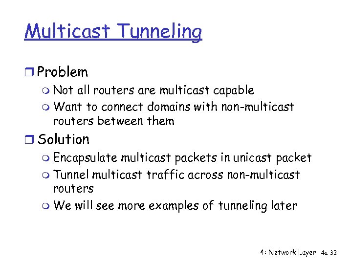 Multicast Tunneling r Problem m Not all routers are multicast capable m Want to