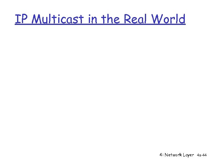 IP Multicast in the Real World 4: Network Layer 4 a-44 