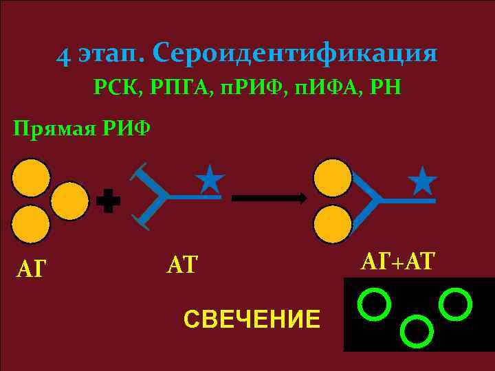 4 этап. Сероидентификация РСК, РПГА, п. РИФ, п. ИФА, РН Прямая РИФ АГ АТ