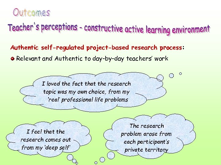 Authentic self-regulated project-based research process: Relevant and Authentic to day-by-day teachers’ work I loved