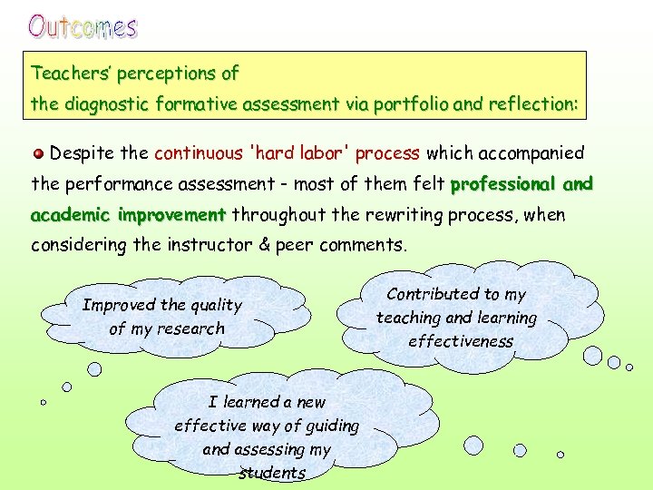 Teachers’ perceptions of the diagnostic formative assessment via portfolio and reflection: Despite the continuous