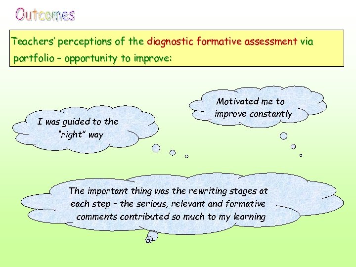 Teachers’ perceptions of the diagnostic formative assessment via portfolio – opportunity to improve: I