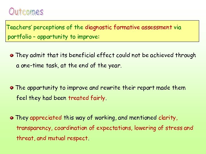 Teachers’ perceptions of the diagnostic formative assessment via portfolio – opportunity to improve: They