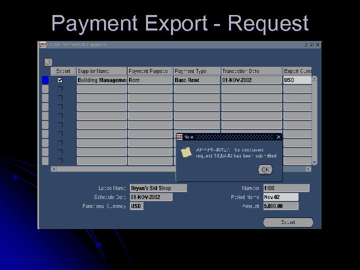 Payment Export - Request 