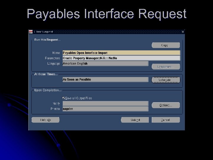 Payables Interface Request 