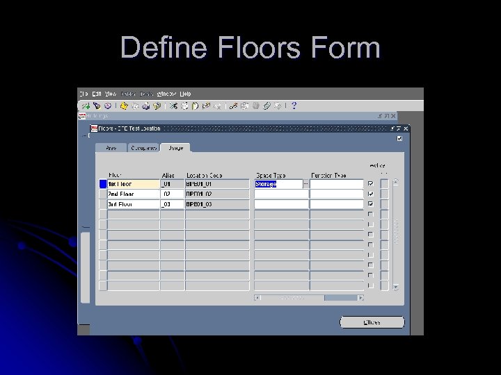 Define Floors Form 