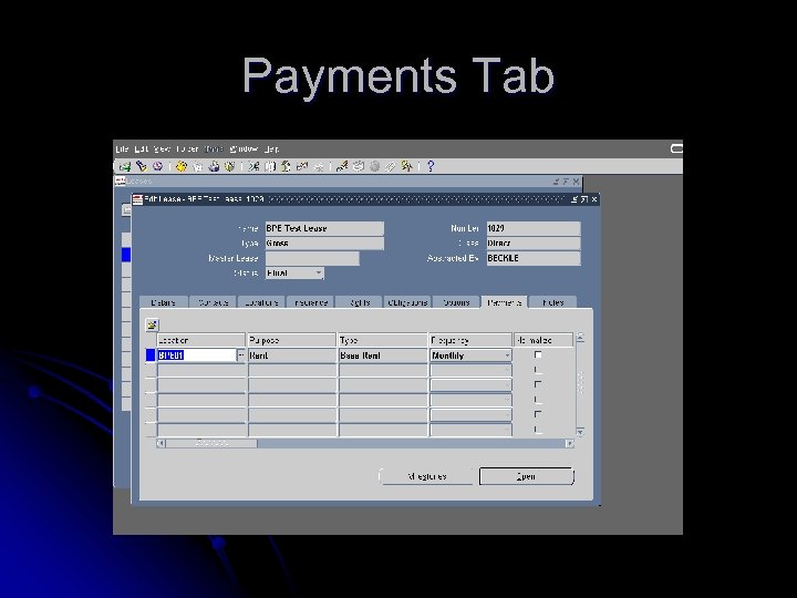 Payments Tab 