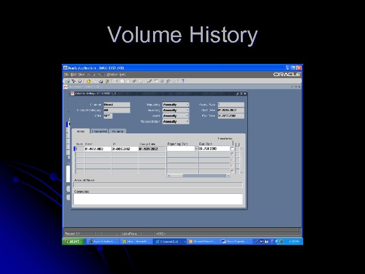 Volume History 