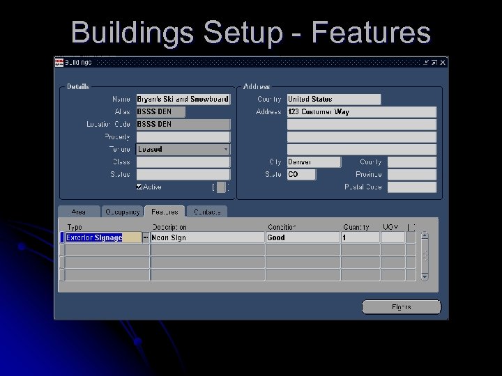 Buildings Setup - Features 