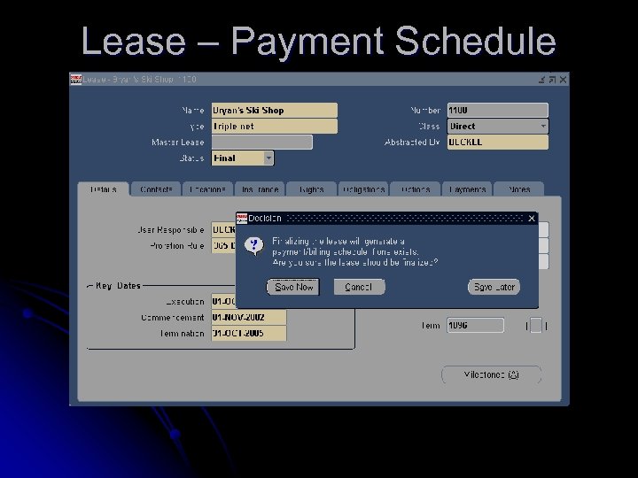 Lease – Payment Schedule 