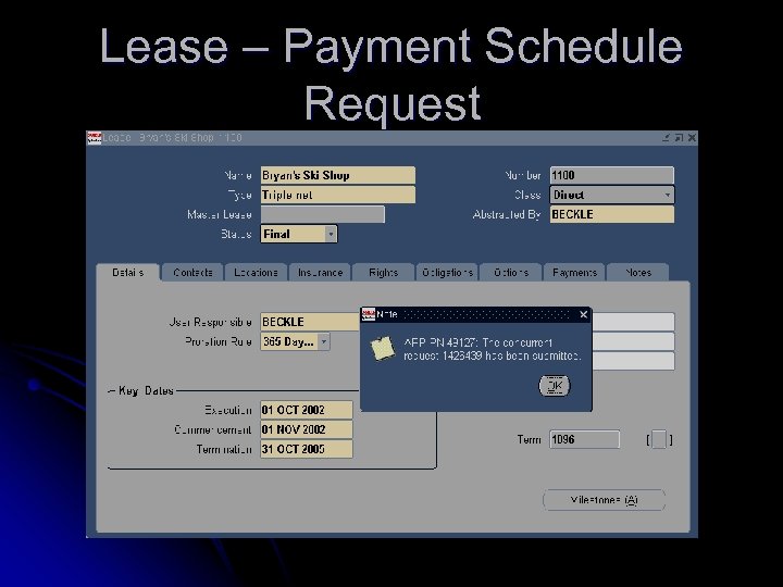 Lease – Payment Schedule Request 