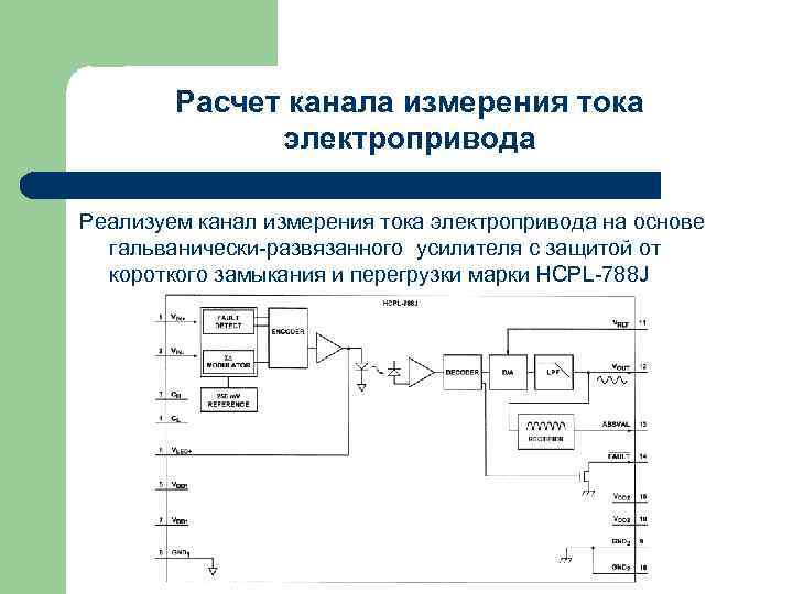 Расчет канала измерения тока электропривода Реализуем канал измерения тока электропривода на основе гальванически-развязанного усилителя