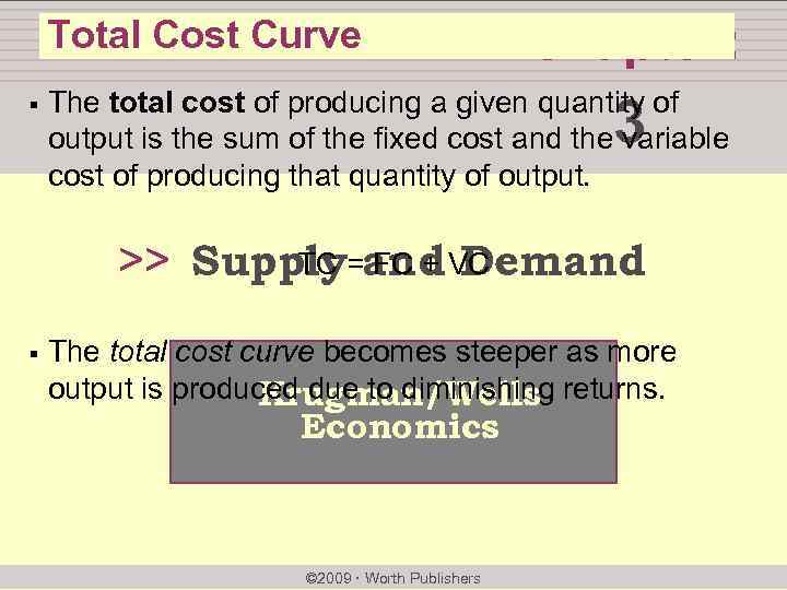 Total Cost Curve § chapter: The total cost of producing a given quantity of