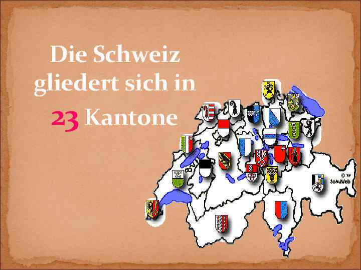 Die Schweiz gliedert sich in 23 Kantone 